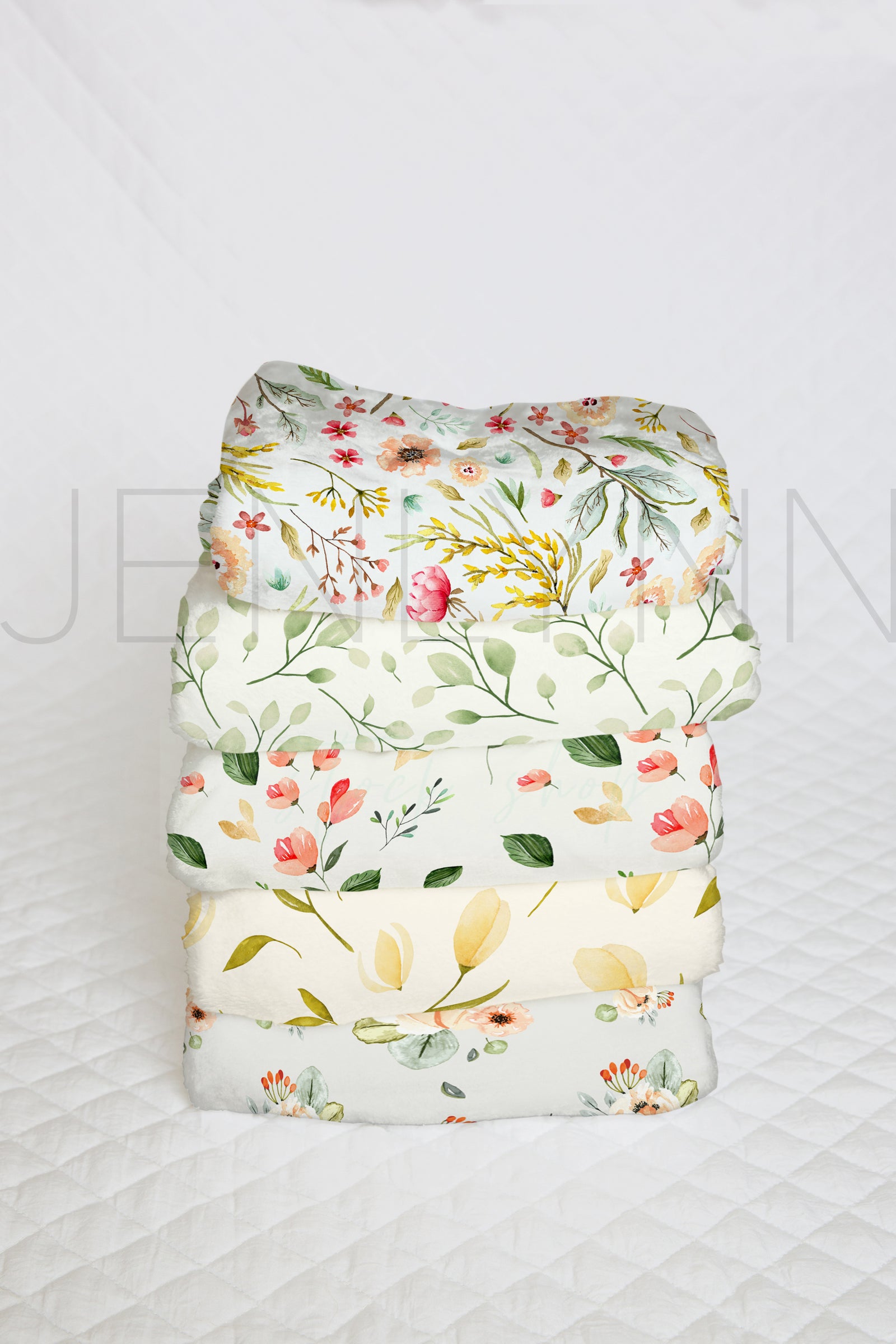 Stacked Minky Baby Blankets Mockup #10