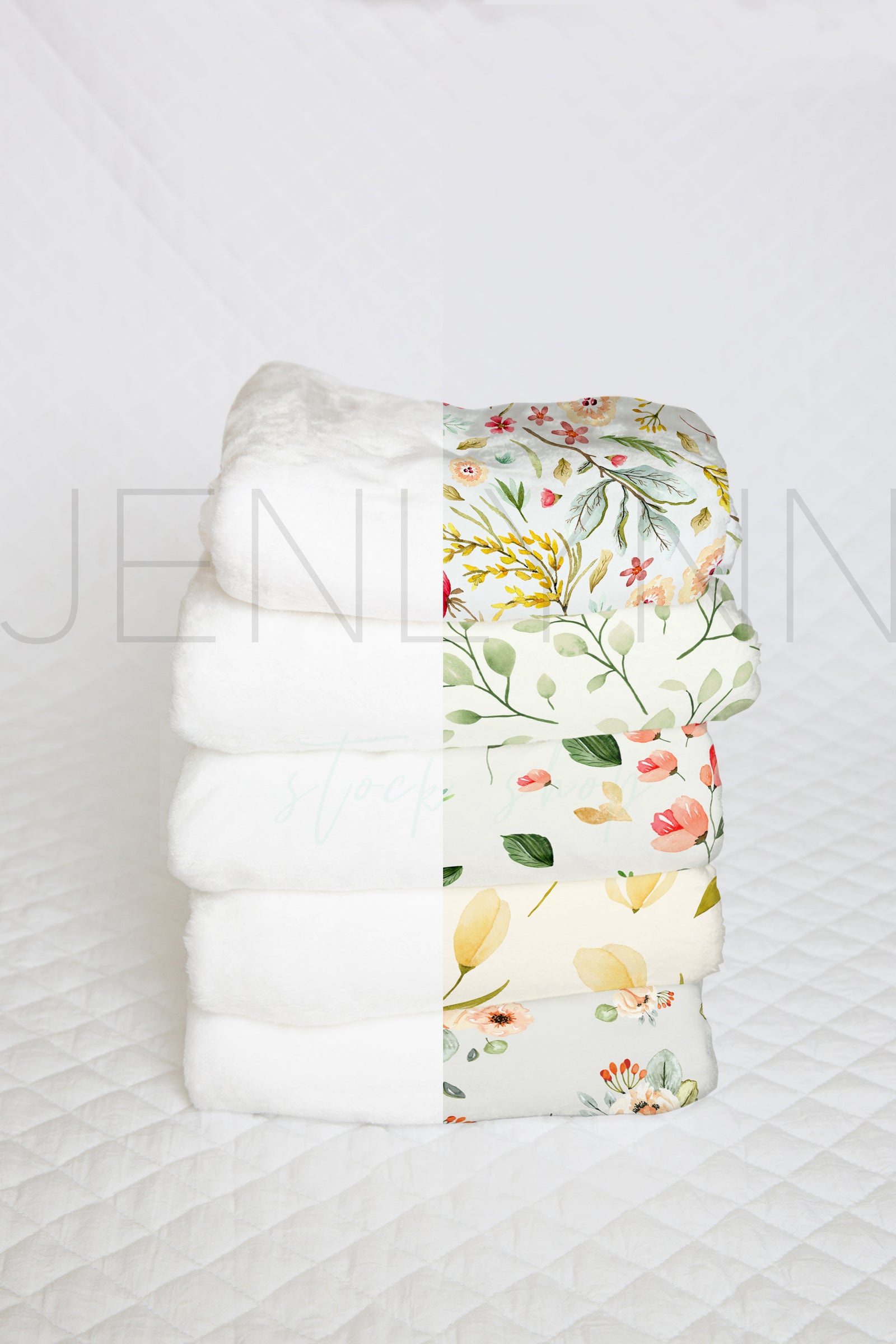Stacked Minky Baby Blankets Mockup #10