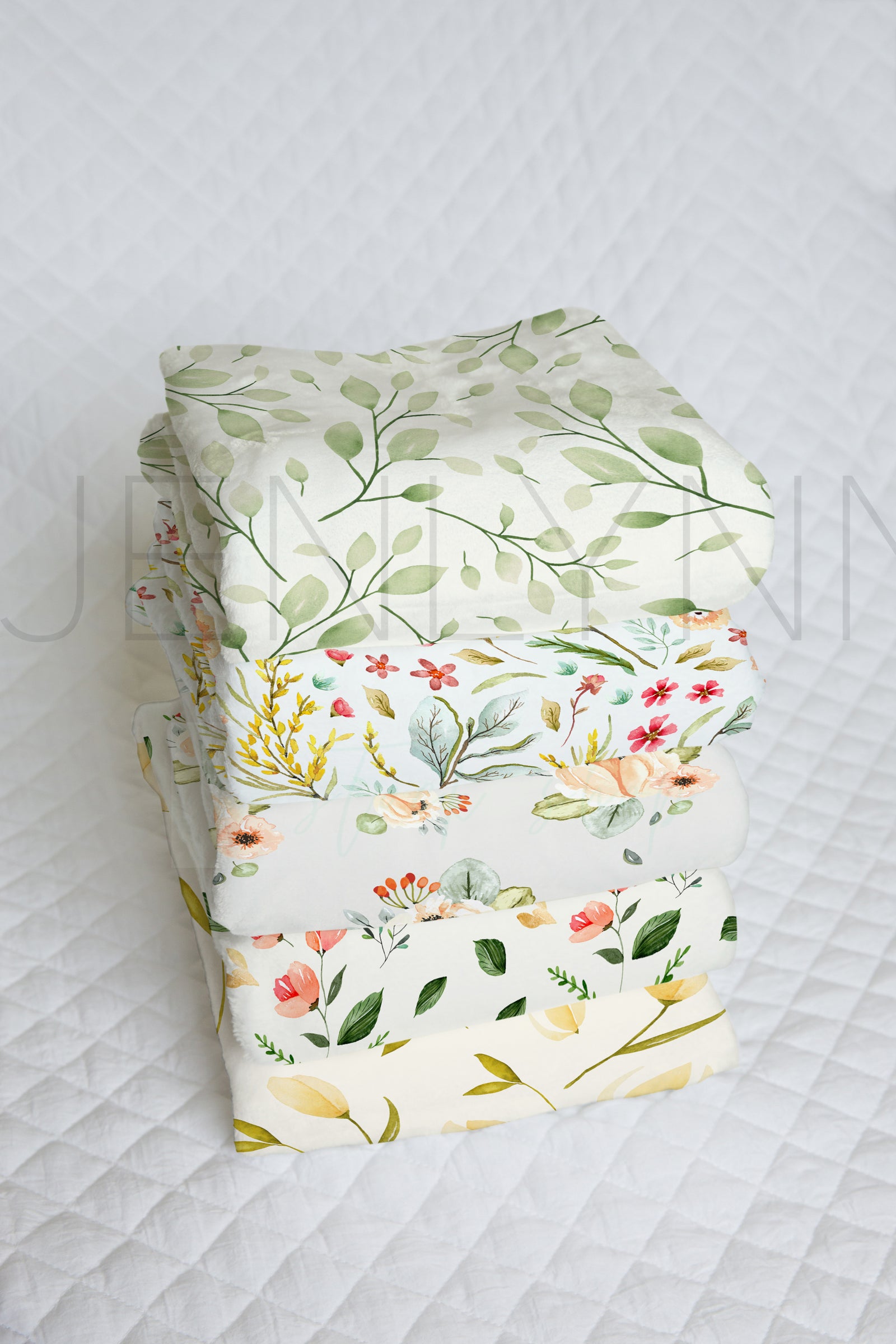 Stacked Minky Baby Blankets Mockup #13
