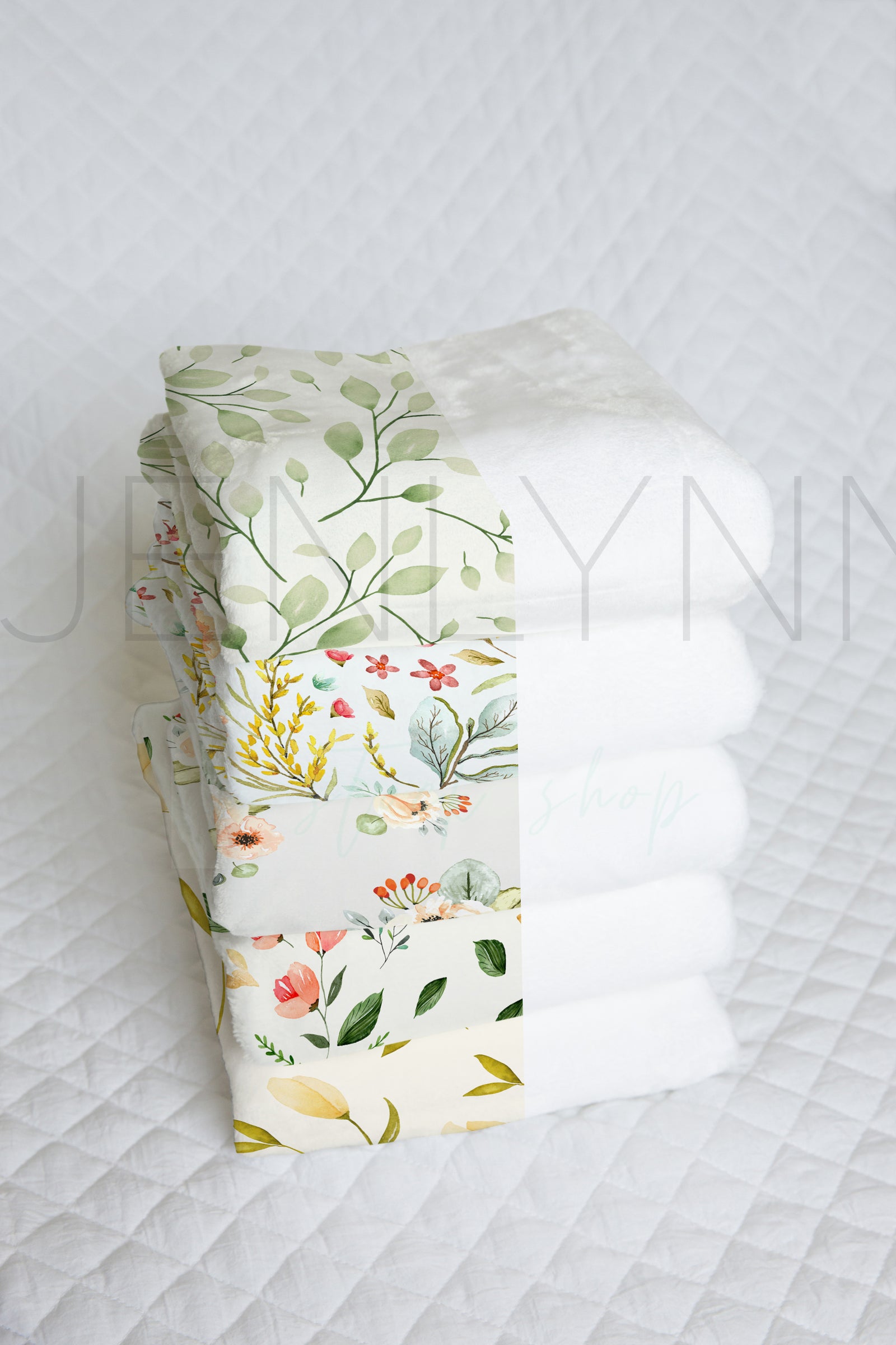 Stacked Minky Baby Blankets Mockup #13