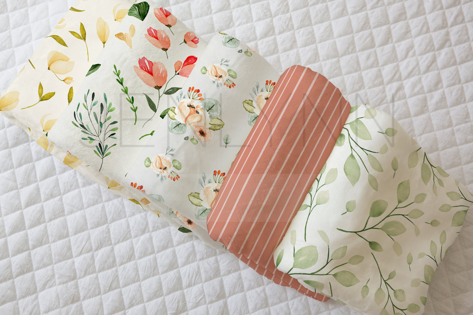 Stacked Minky Baby Blankets Mockup #16