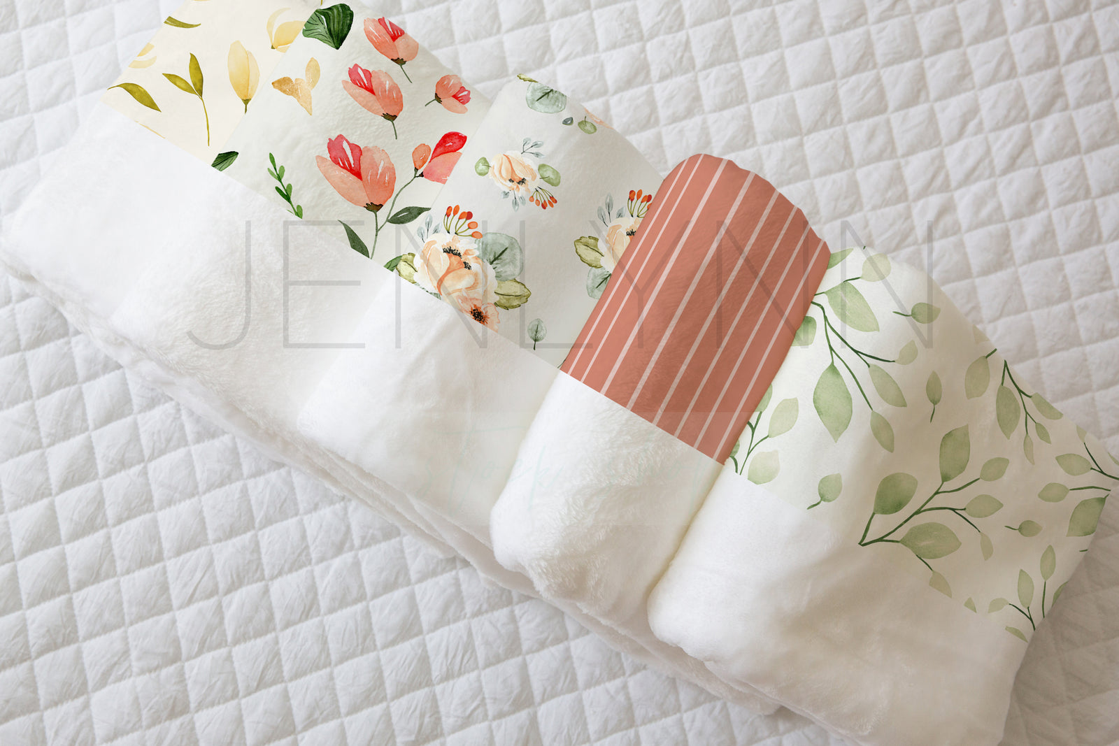 Stacked Minky Baby Blankets Mockup #16