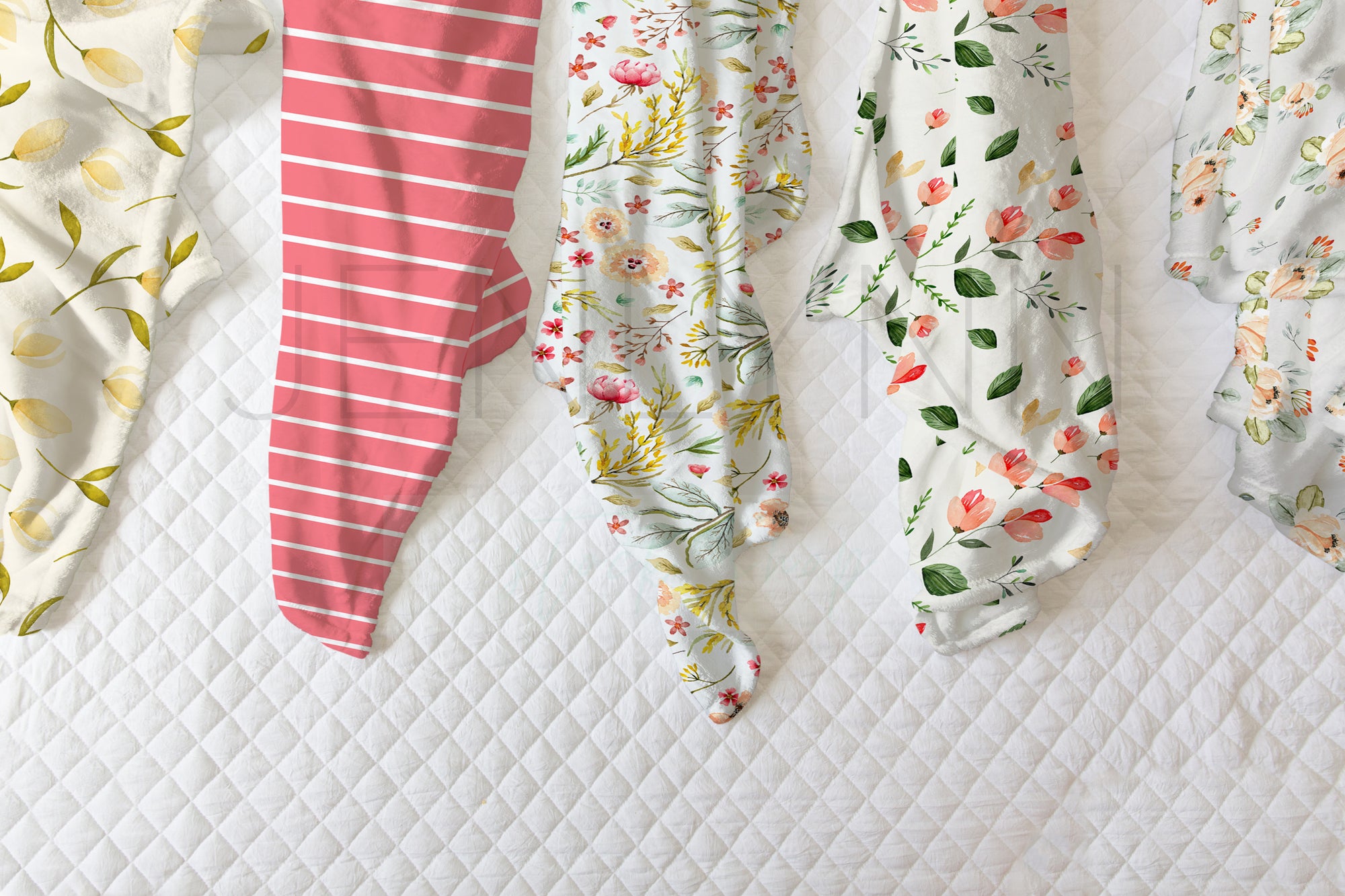 Multiple Minky Baby Blankets Mockup #17