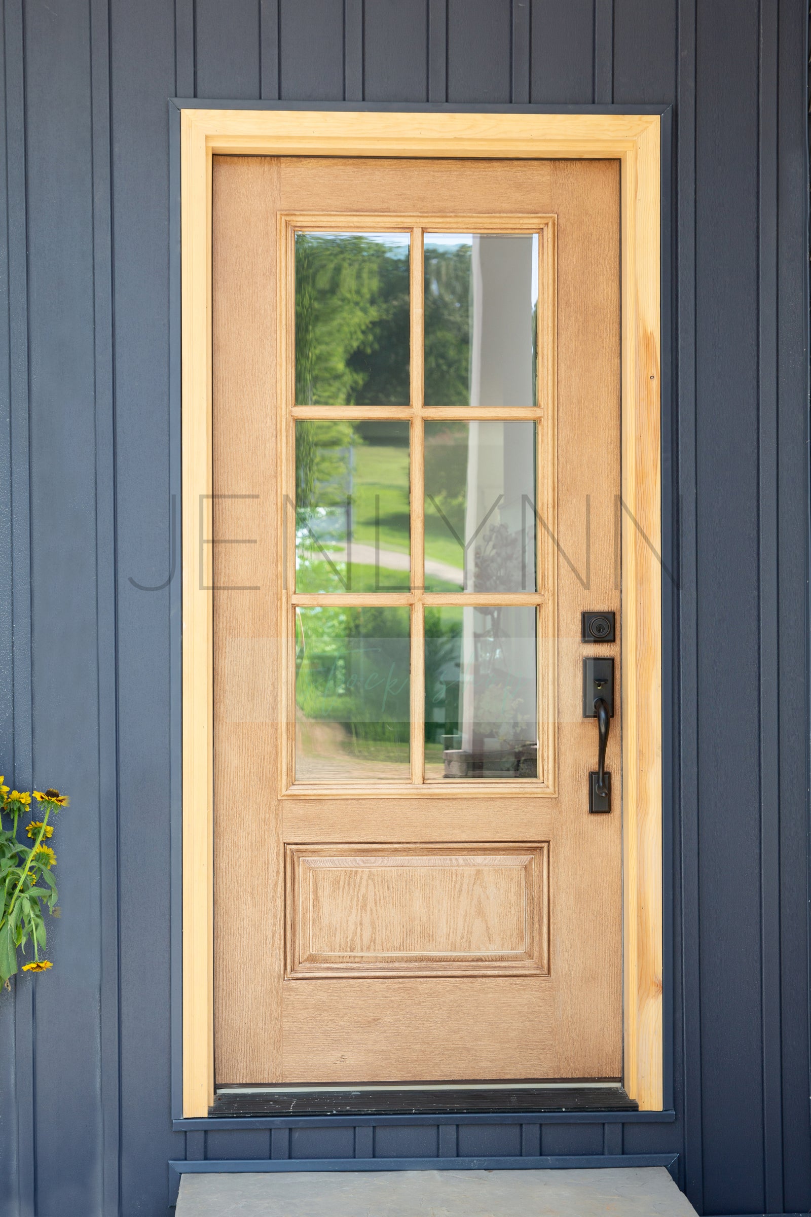 Wood Front Door Decor Mockup