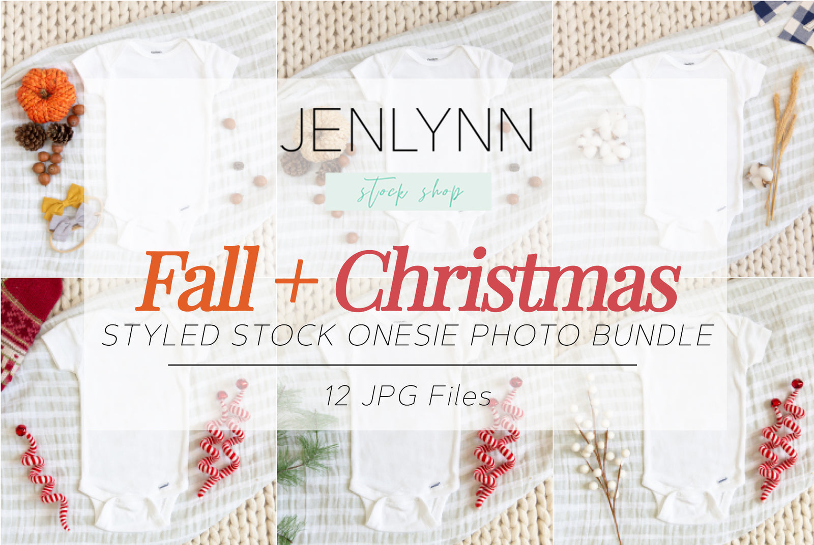 Holiday Baby Bodysuit Mockup Bundle JPG