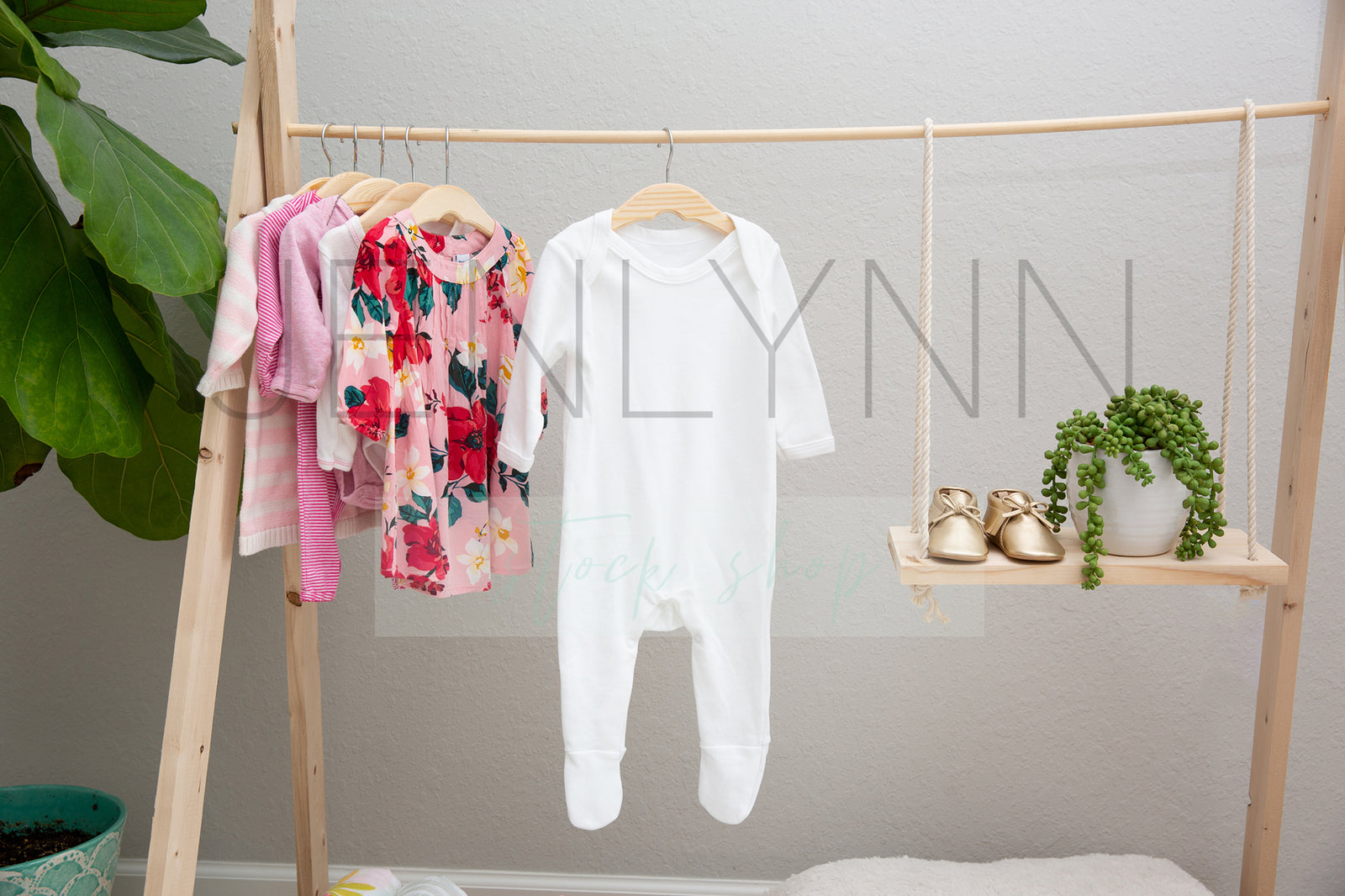 Long Sleeve Footed Pajama Bodysuit Mockup #19 JPG