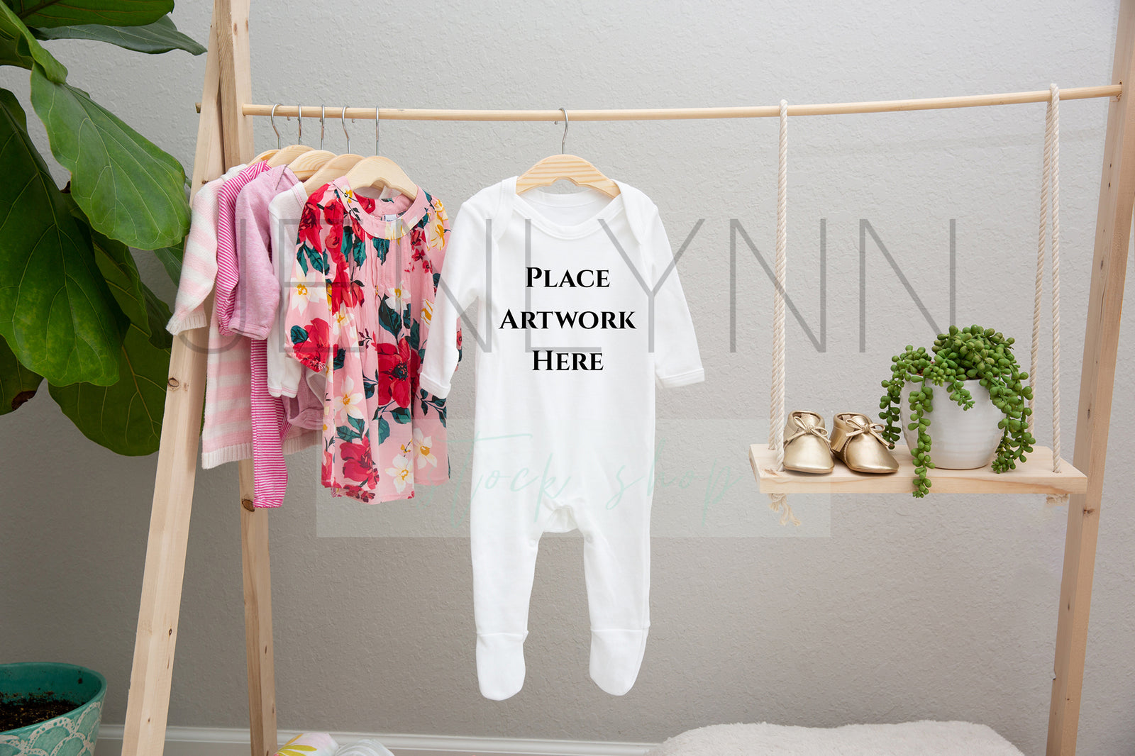 Long Sleeve Footed Pajama Bodysuit Mockup #19 JPG