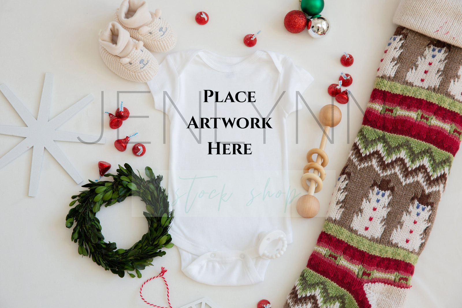 Christmas Baby Announcement | Christmas Bodysuit mockup  #1 JPG