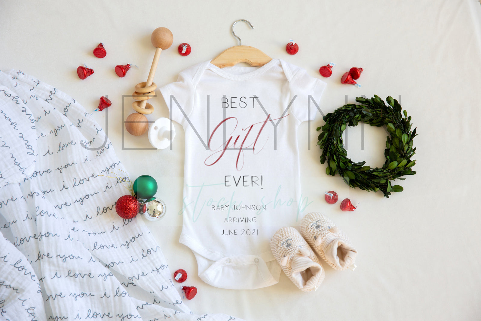Christmas Baby Announcement | Christmas Bodysuit mockup #3 JPG