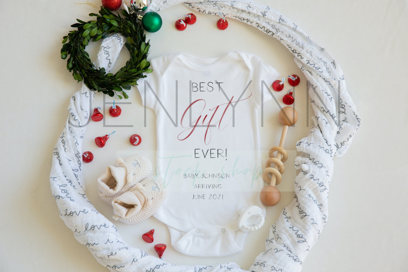 Christmas Baby Announcement | Christmas Bodysuit mockup  #2 JPG