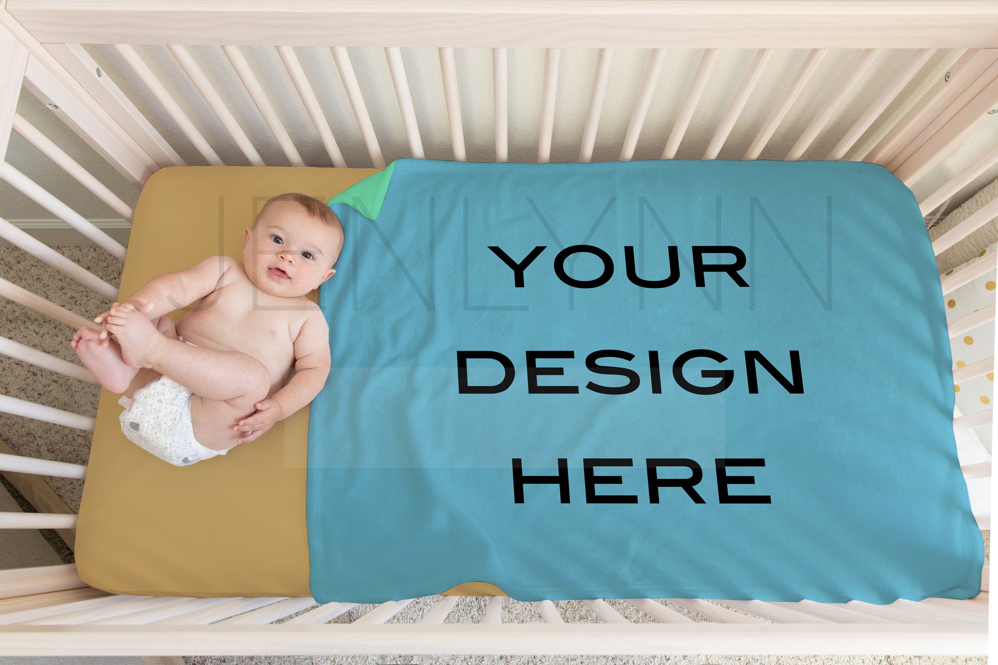 Baby Boy Minky Blanket + Crib Sheet Mockup #27