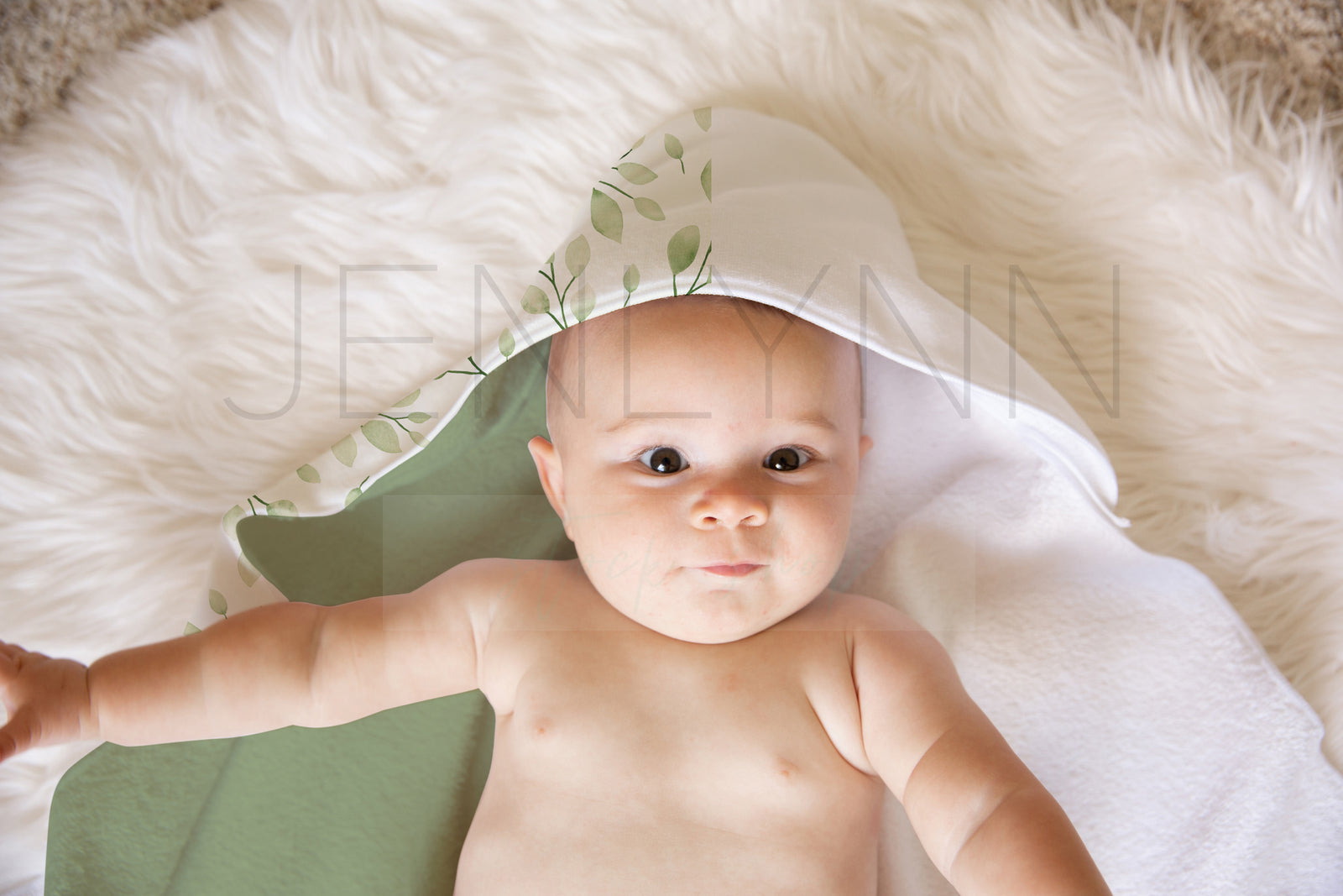 Hooded Baby Towel on Baby Mockup #33