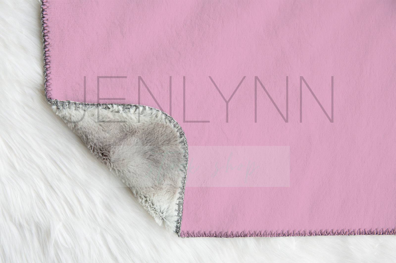 Grey Faux-Fur Minky Baby Blanket Flat Lay Mockup #1