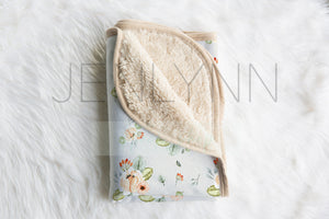 Tan Sherpa Minky Baby Blanket Flat Lay Mockup #2