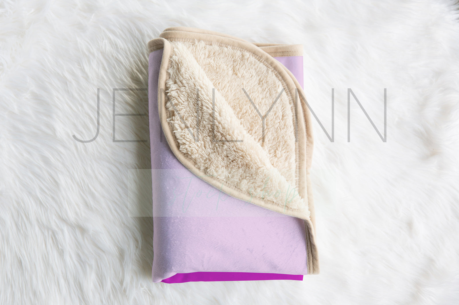 Tan Sherpa Minky Baby Blanket Flat Lay Mockup #2