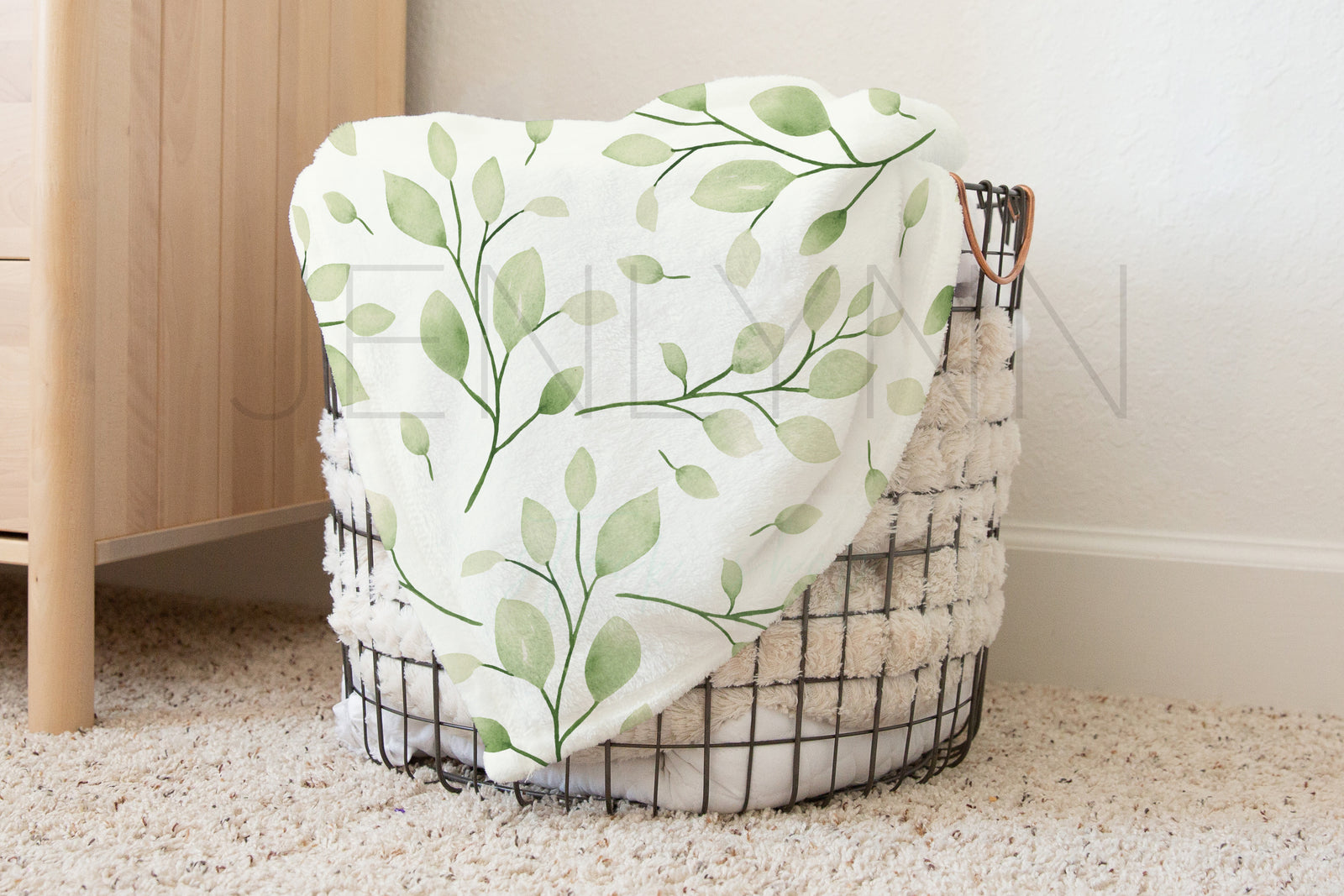 Minky Blanket in Wire Basket #01 PSD+PNG