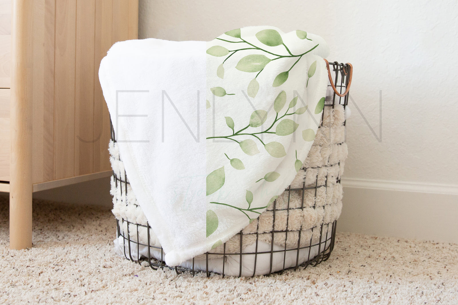 Minky Blanket in Wire Basket #01 PSD+PNG