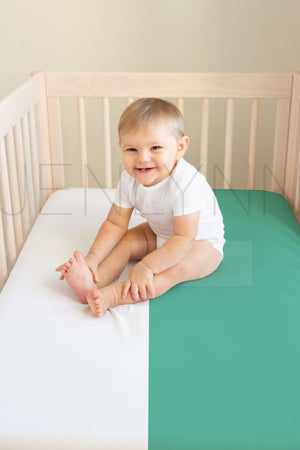 Baby Boy Crib Sheet Mockup #05