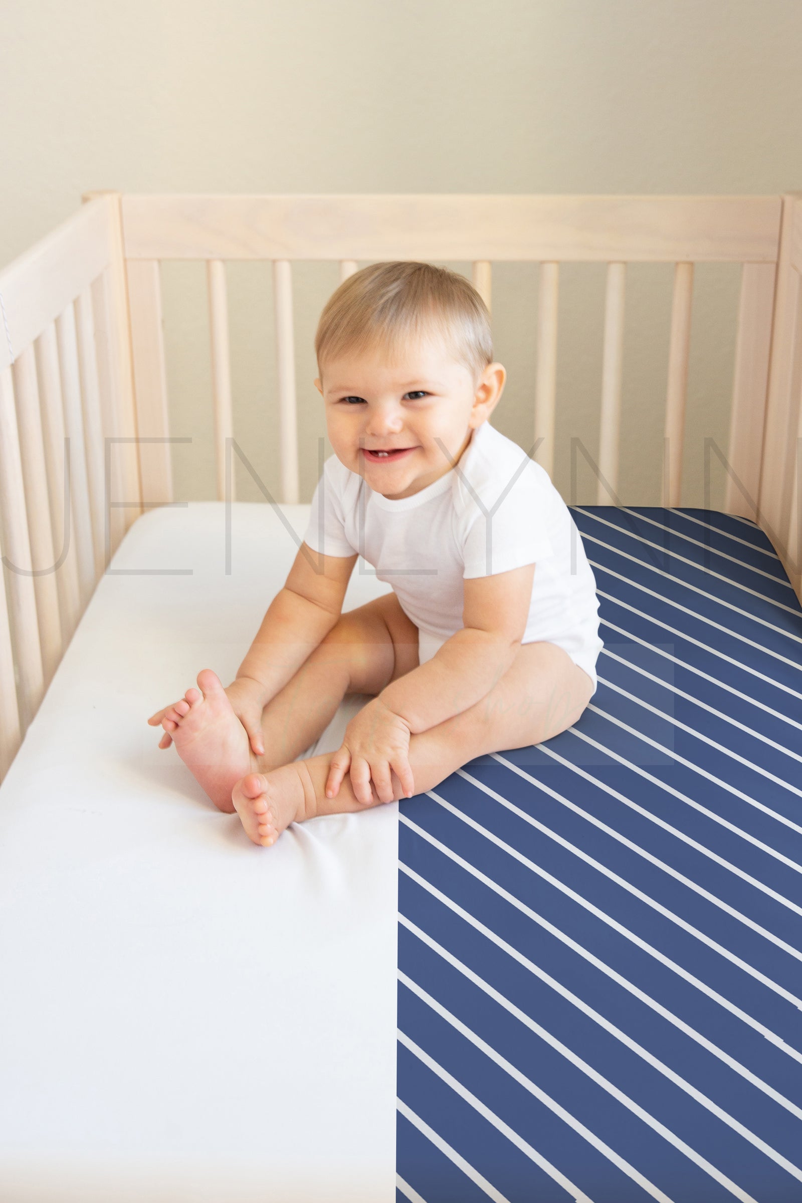 Baby Boy Crib Sheet Mockup #05