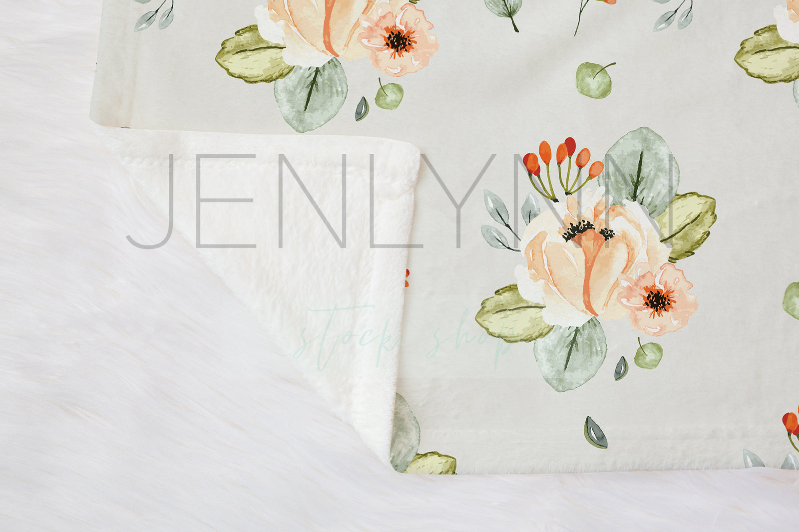 Fleece Baby Blanket Flat Lay Mockup #1