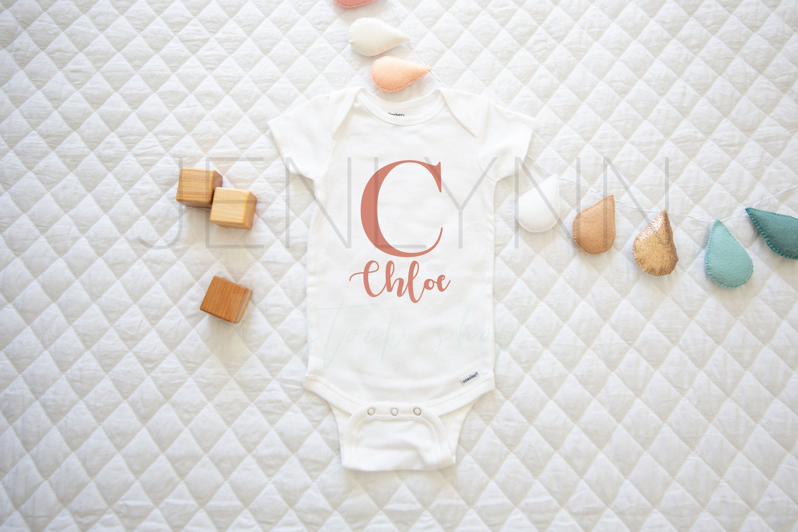 White Onesie Bodysuit Mockup flatlay #10 JPG