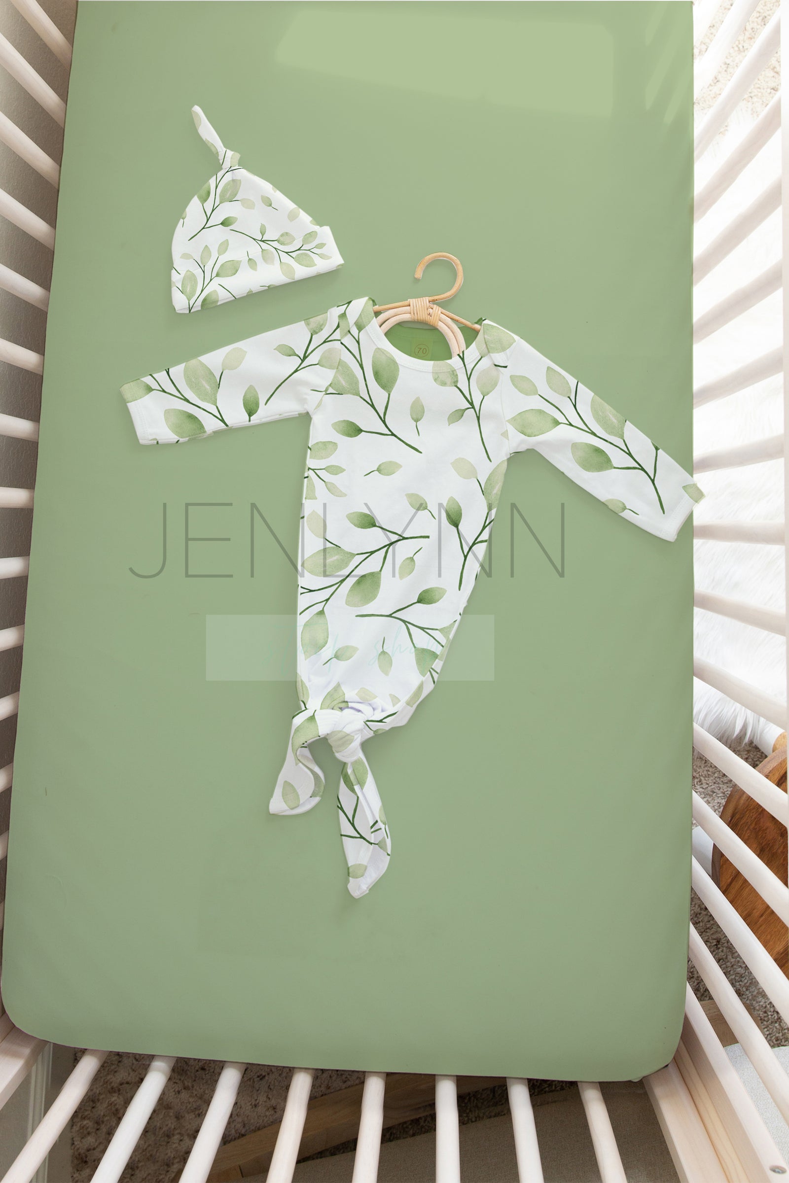 Knotted Gown + Knotted Hat + Crib Sheet  Set PSD #6