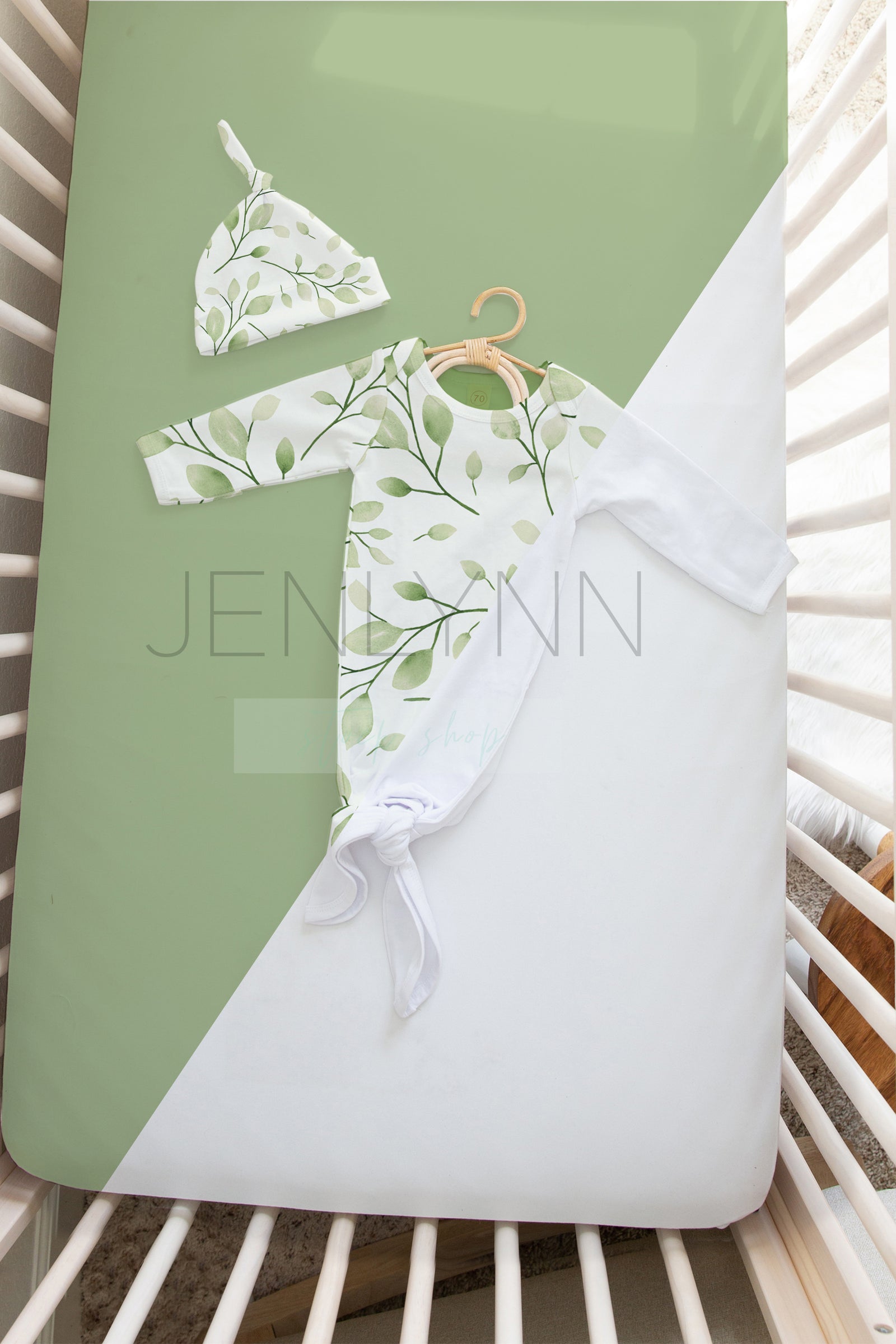 Knotted Gown + Knotted Hat + Crib Sheet  Set PSD #6
