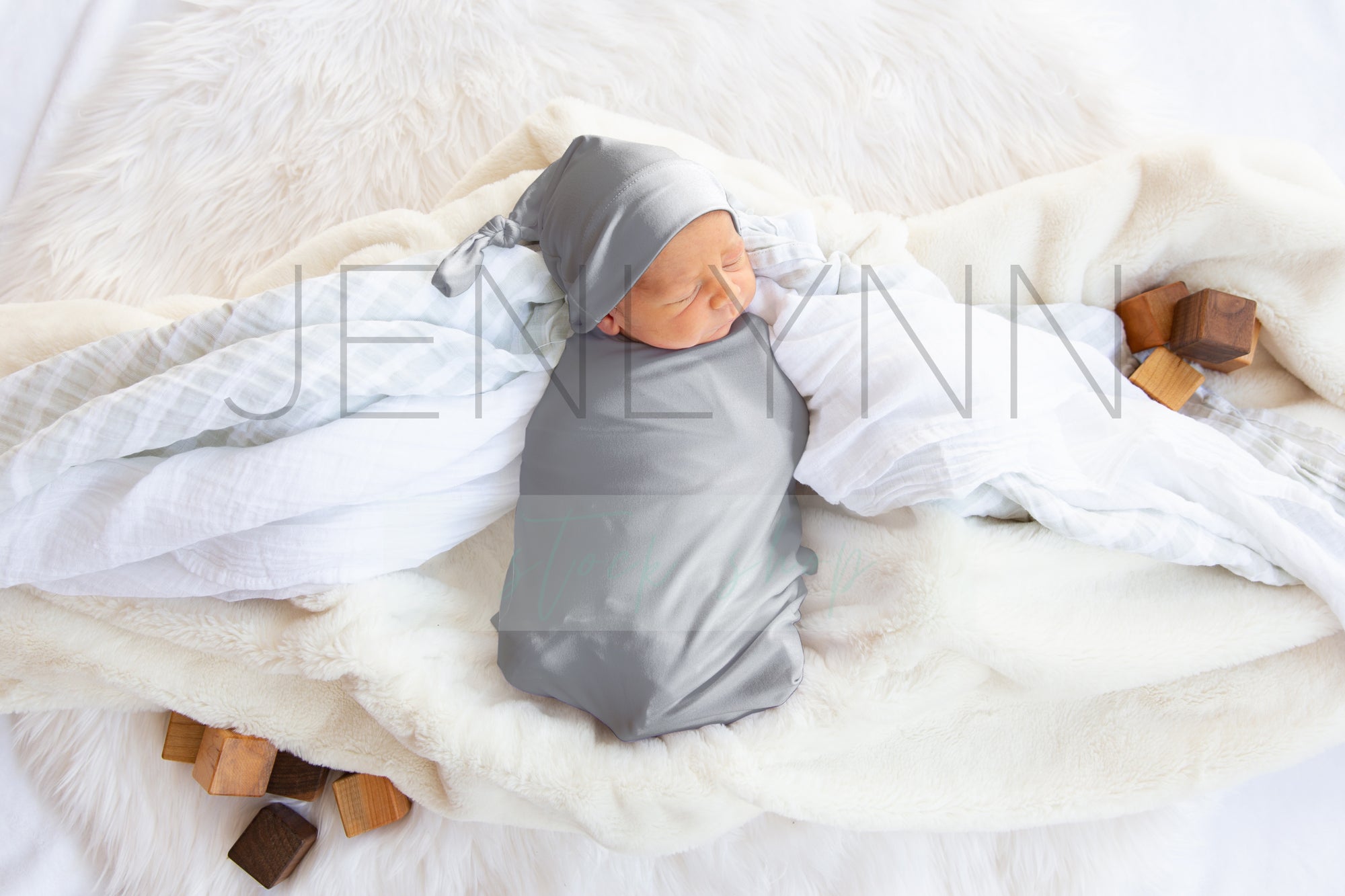 Stretch Jersey Blanket on Baby Boy Mockup #JZ26 PSD