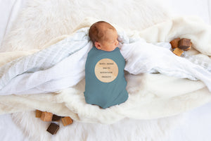 Jersey Baby Blanket Mockup with Wooden Stats sign PSD