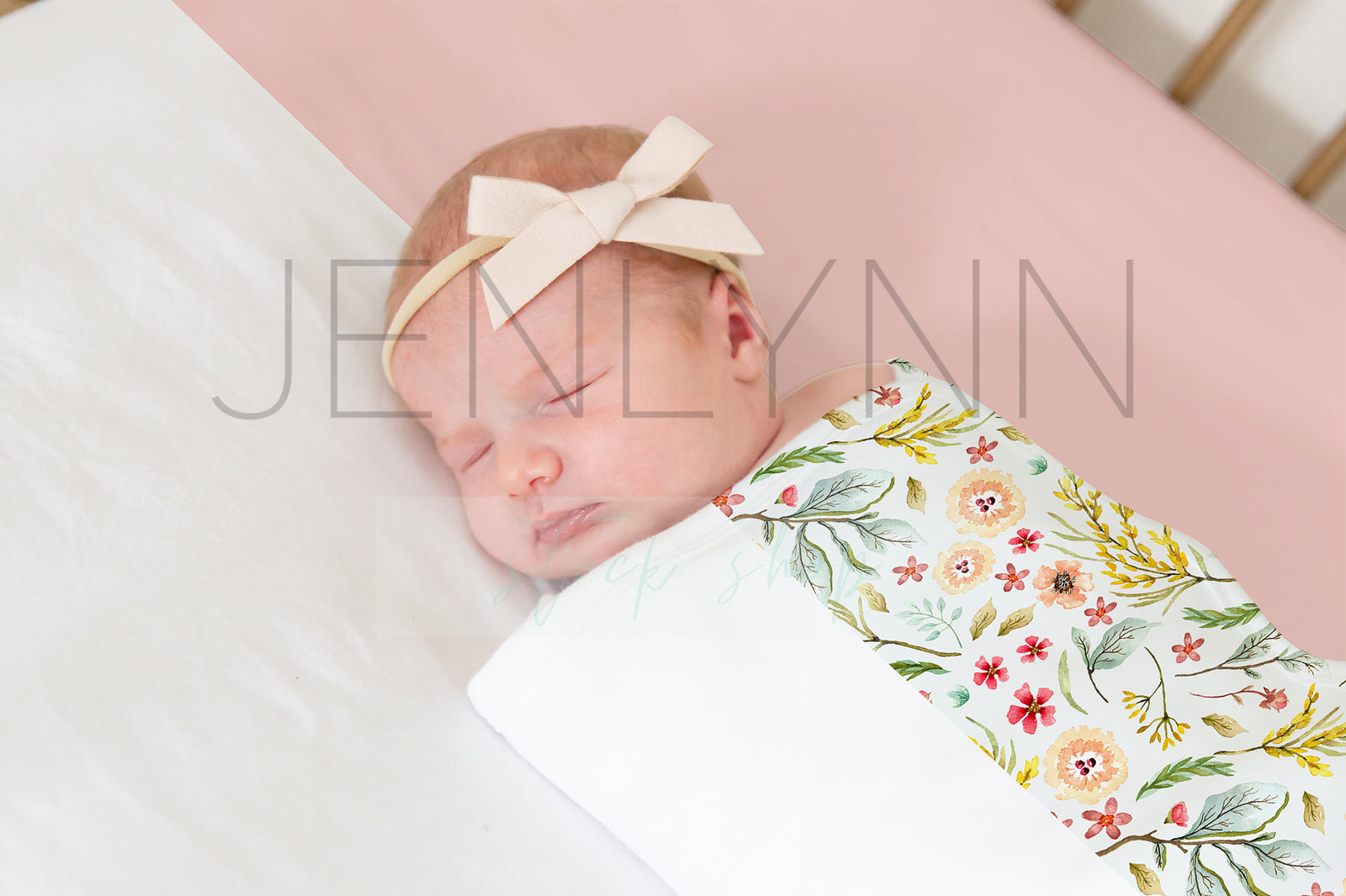 Jersey Baby Blanket, Crib Sheet + Bow Mockup #31 PSD