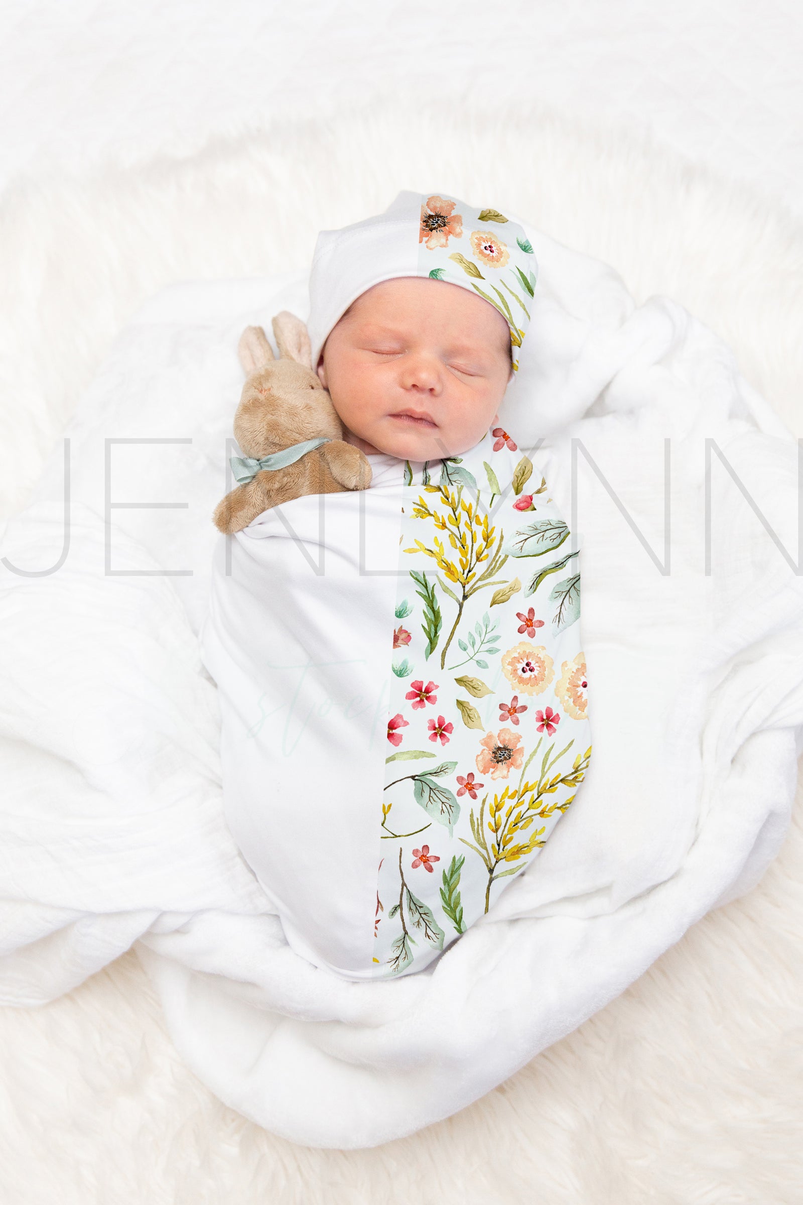 Baby Blanket + Knotted Hat Mockup #BJ02 PSD