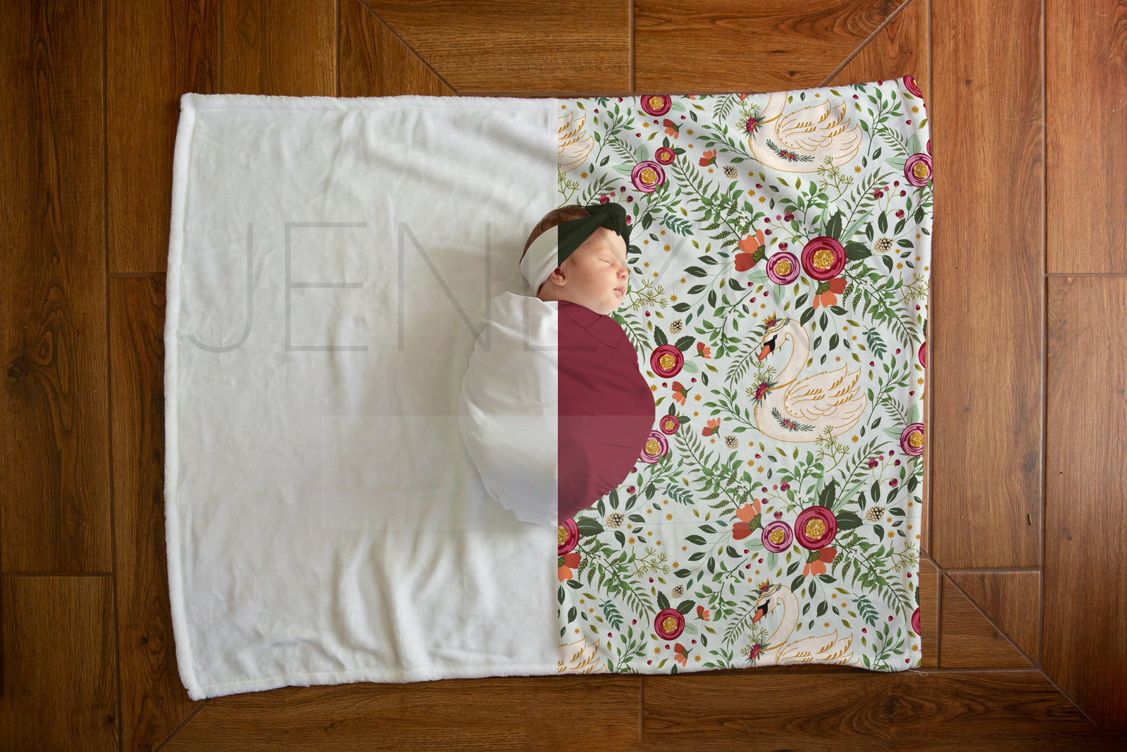 30x40 Baby Milestone Minky Blanket Mockup with Moveable Baby Girl #BJ07