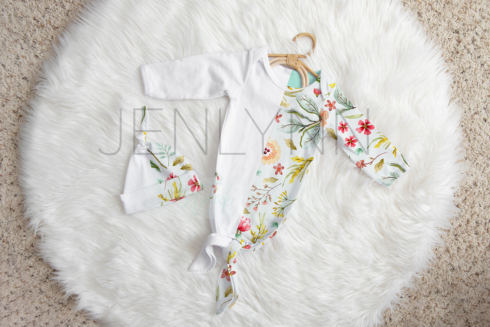 Knotted Gown and Knotted Hat Set Mockup PSD #12