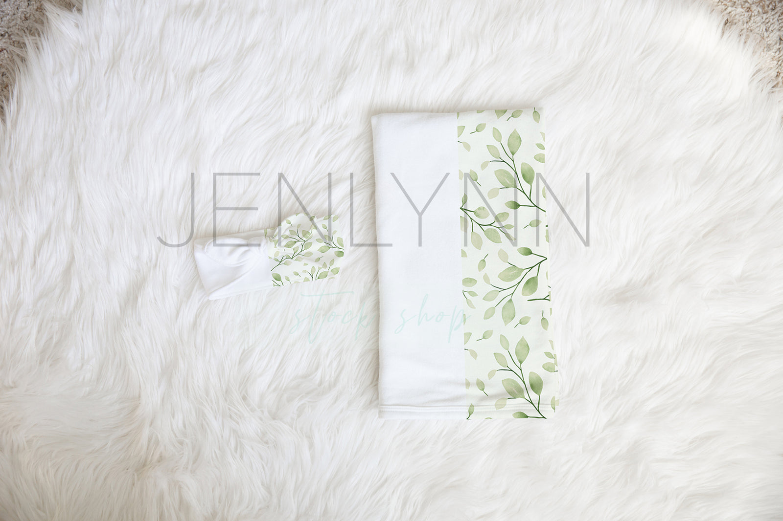 Jersey Swaddle Knotted Baby Bow Set Mockup PSD #7