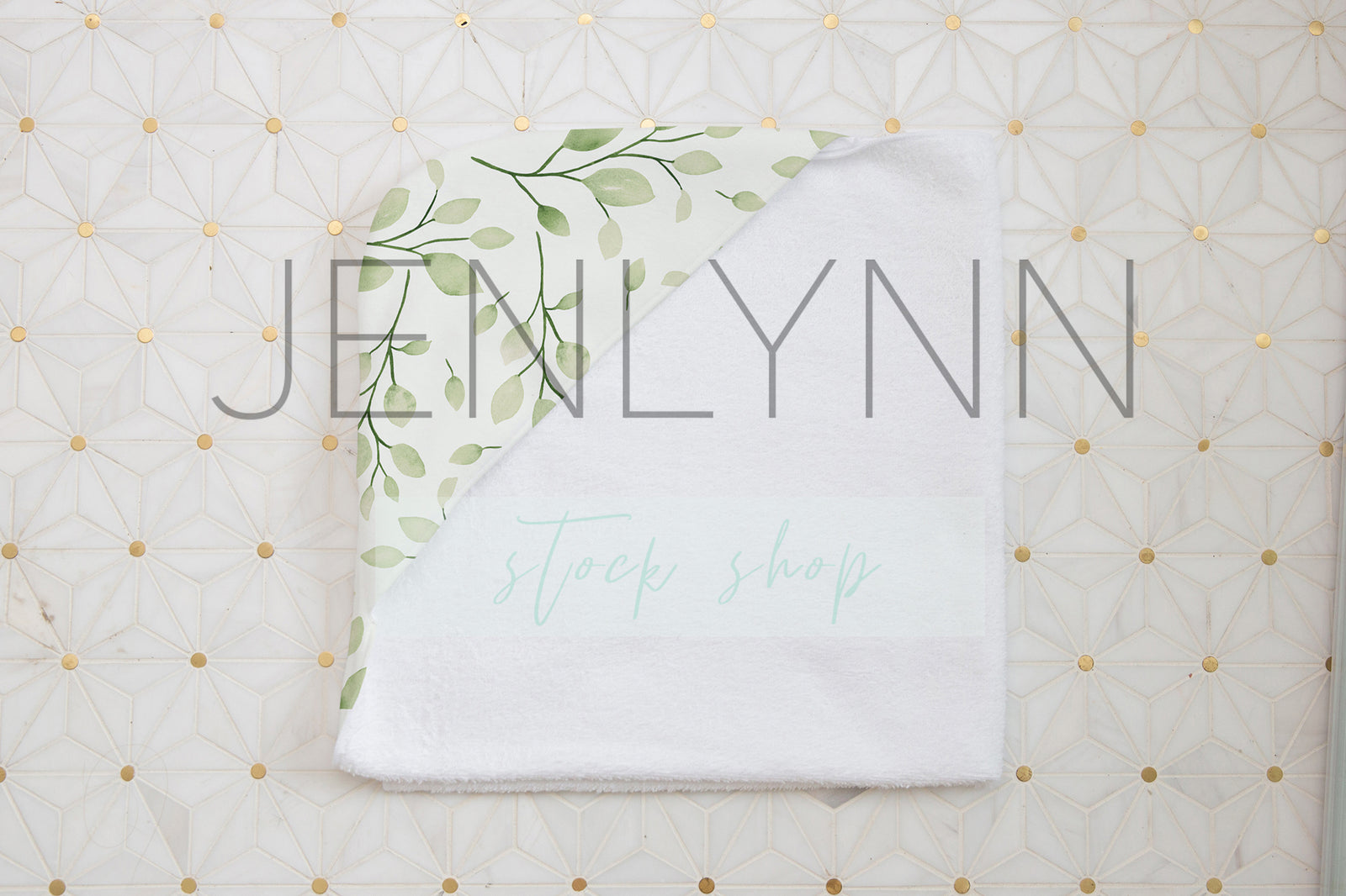 Folded Hooded Baby Towel in Bathroom Mockup #LH05