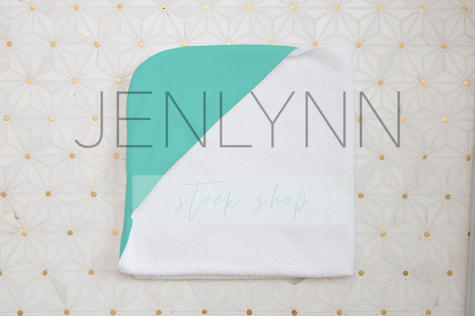 Folded Hooded Baby Towel in Bathroom Mockup #LH05