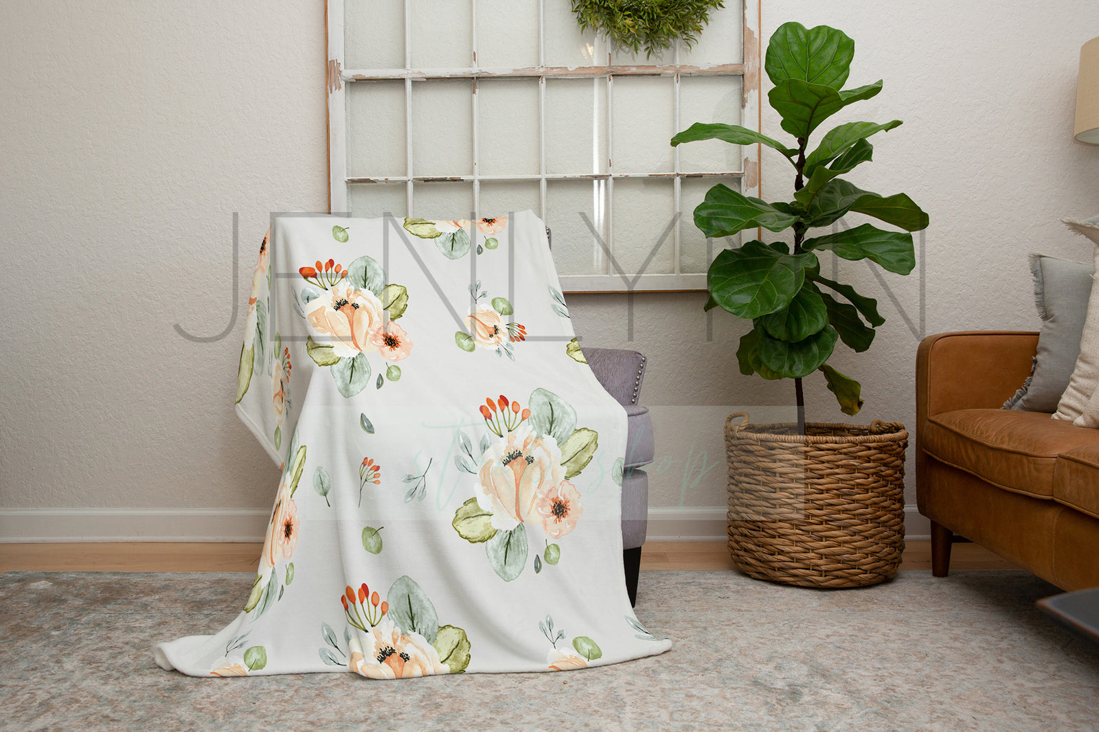 Minky Blanket on Bedroom Chair Mockup #LH4