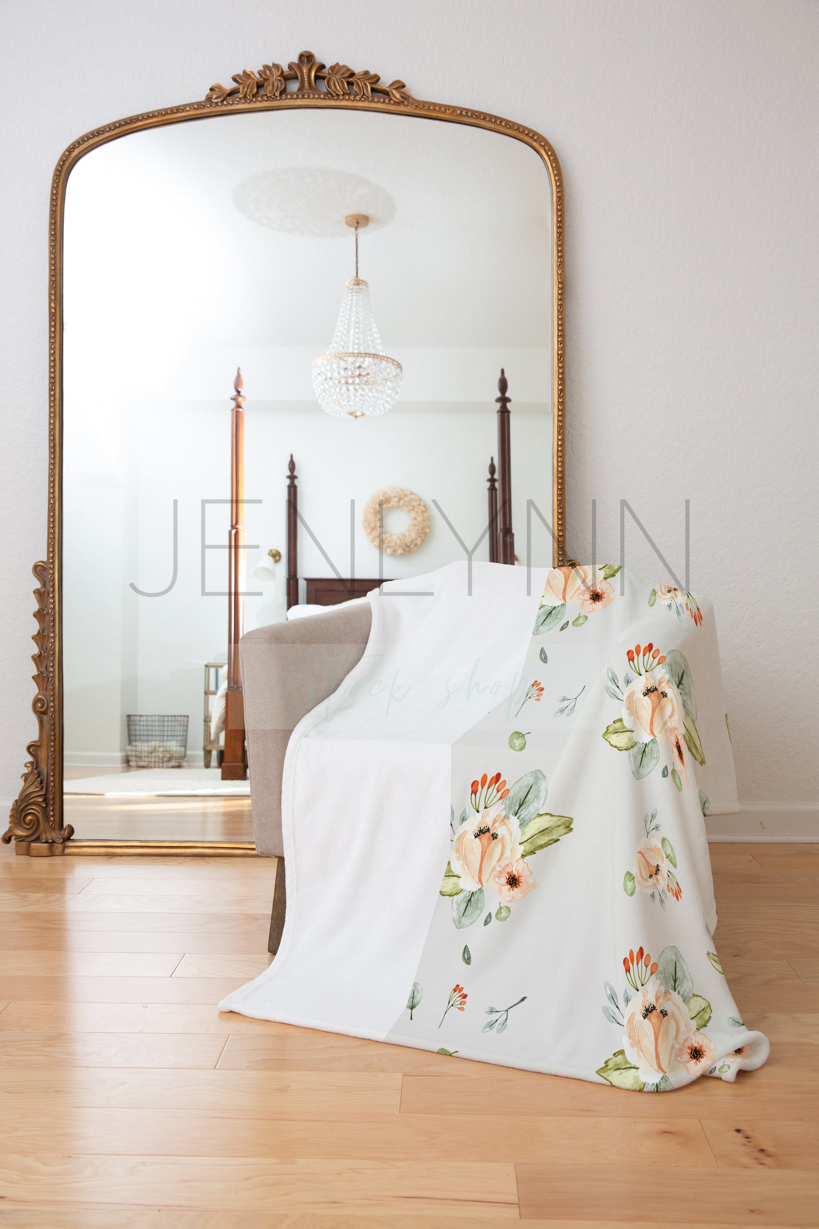 Minky Blanket on Bedroom Chair Mockup #LH1