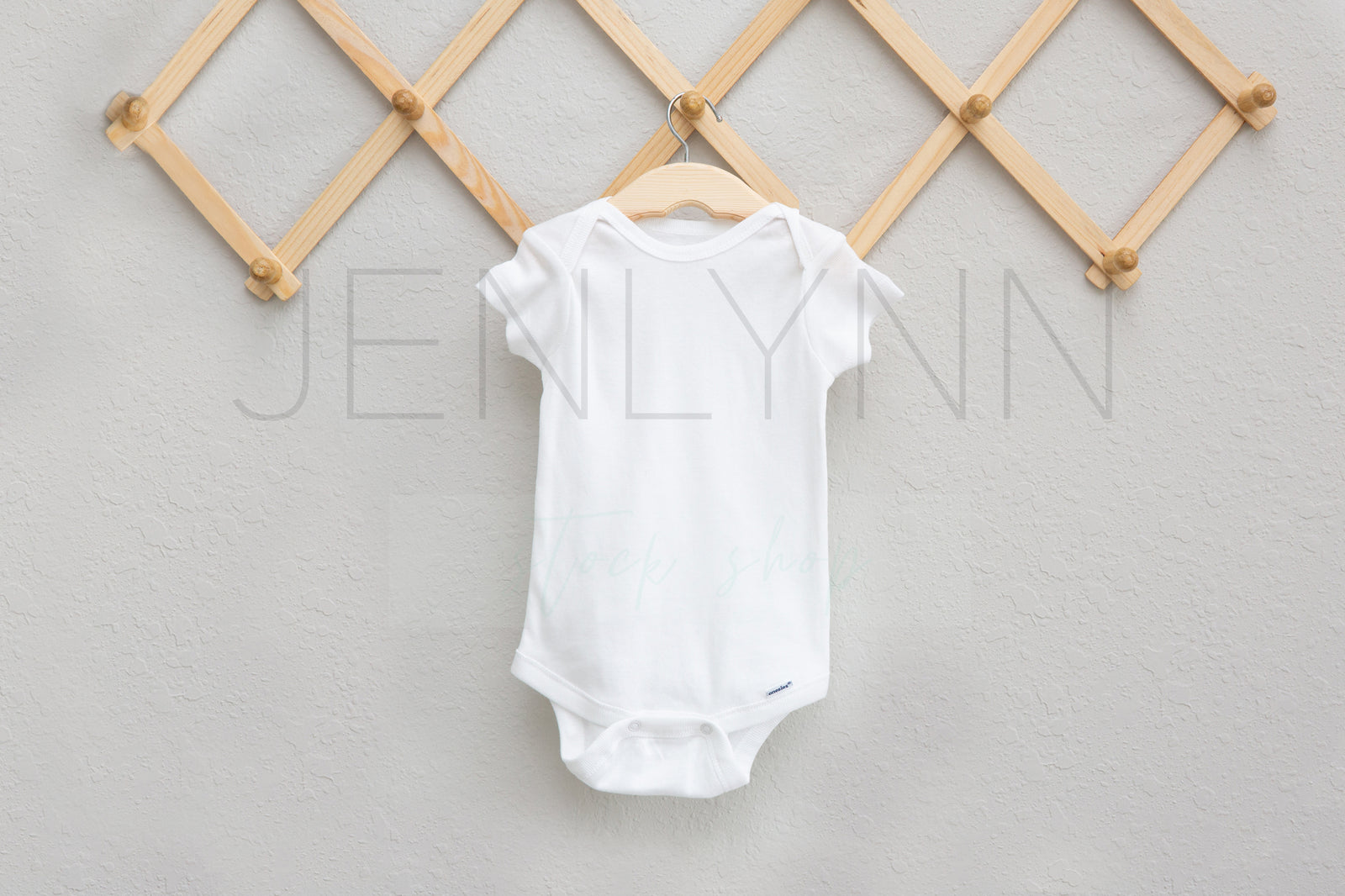 Onesie Mockup on Wooden Hanger Simple #25 JPG