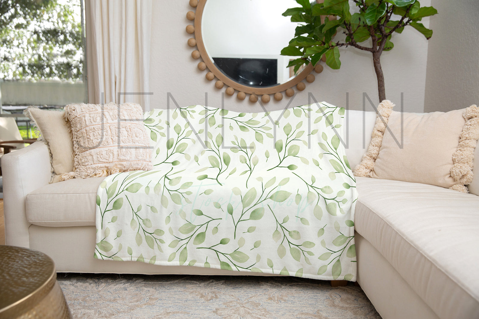 Minky Blanket on Couch Mockup #LH08