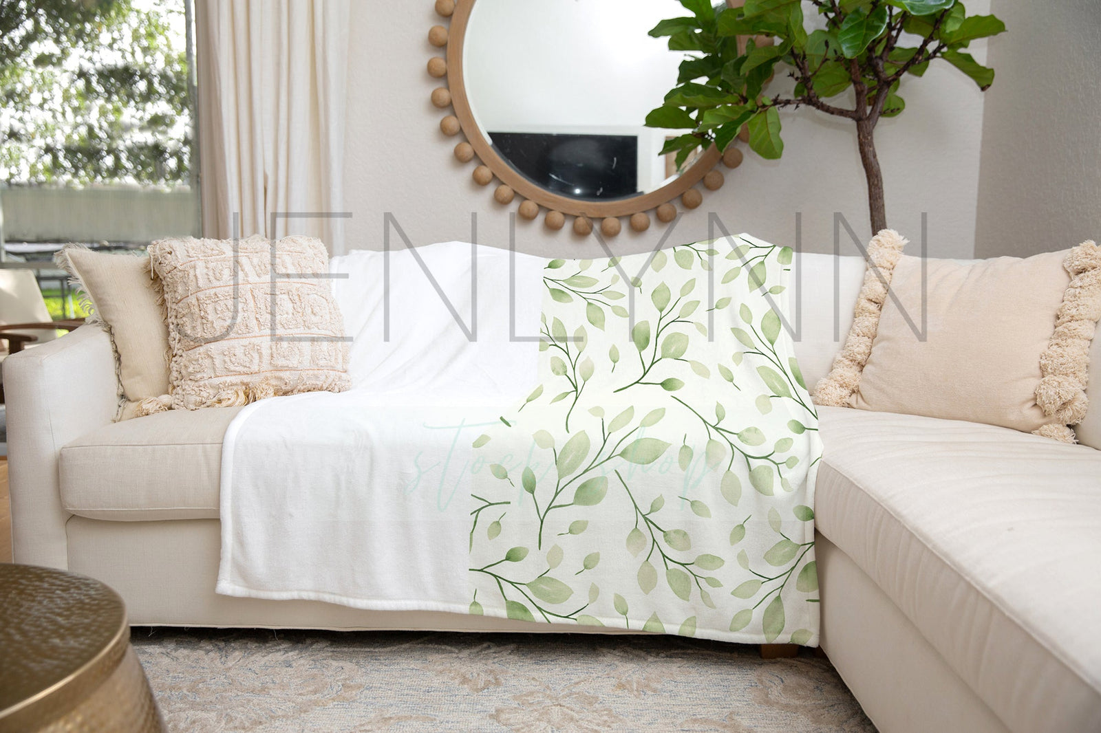 Minky Blanket on Couch Mockup Vertical CUSTOM #LH08