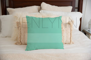 Square Pillow on a bed Mockup #LH10