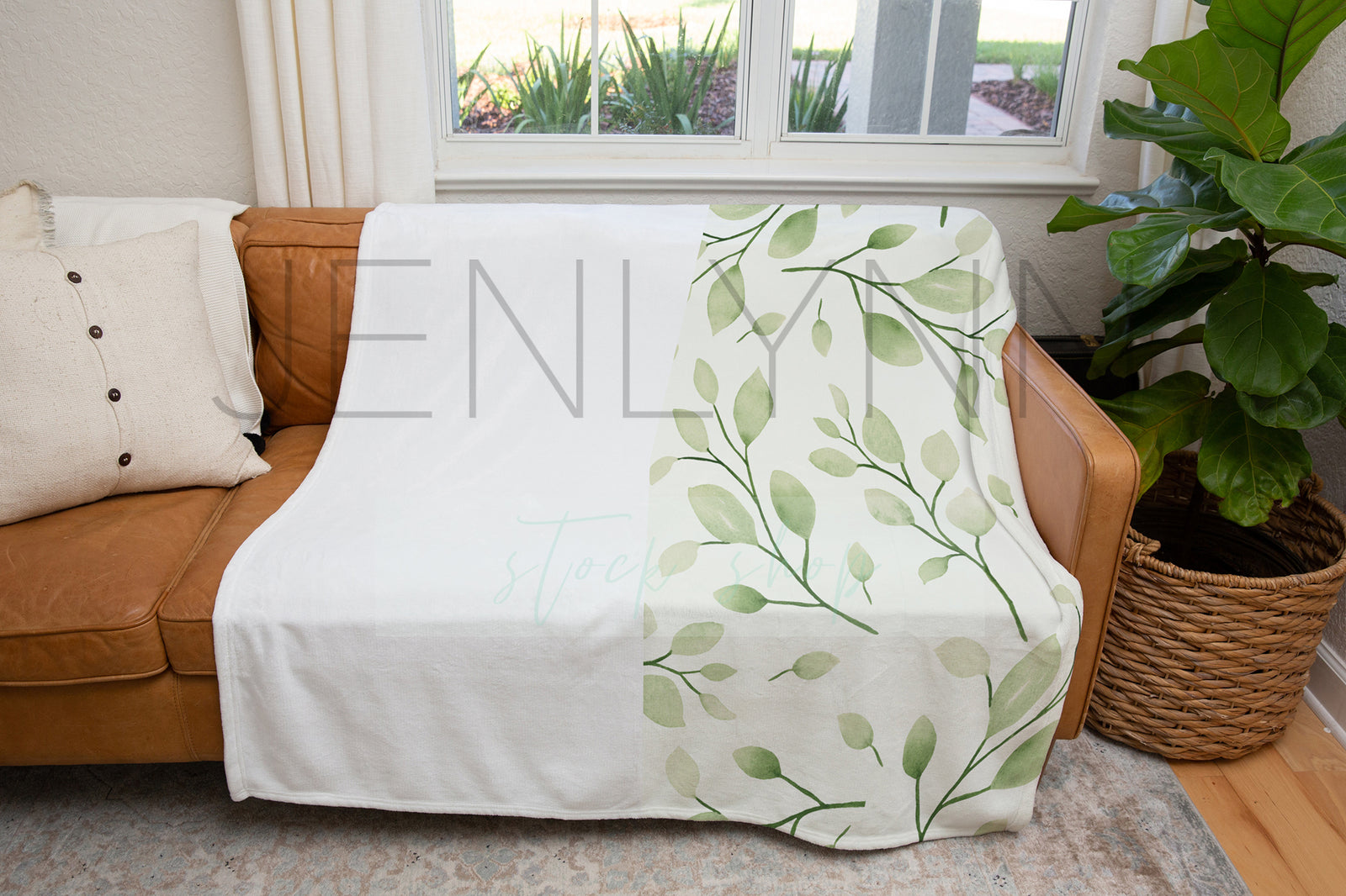 Minky Blanket on Couch Mockup #LH22