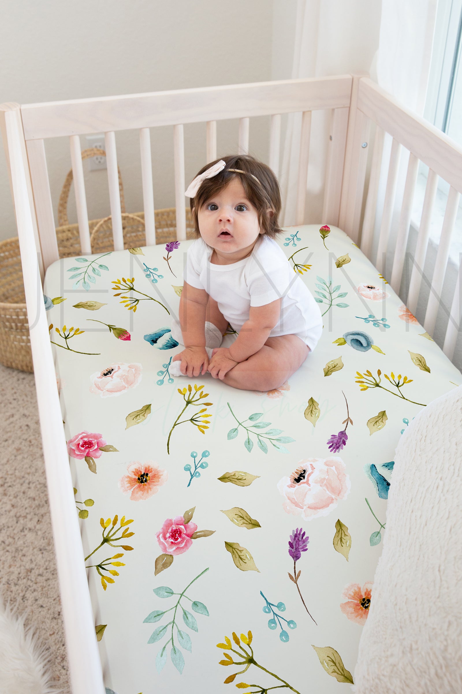 Baby Girl Charlee + Crib Sheet Mockup #02