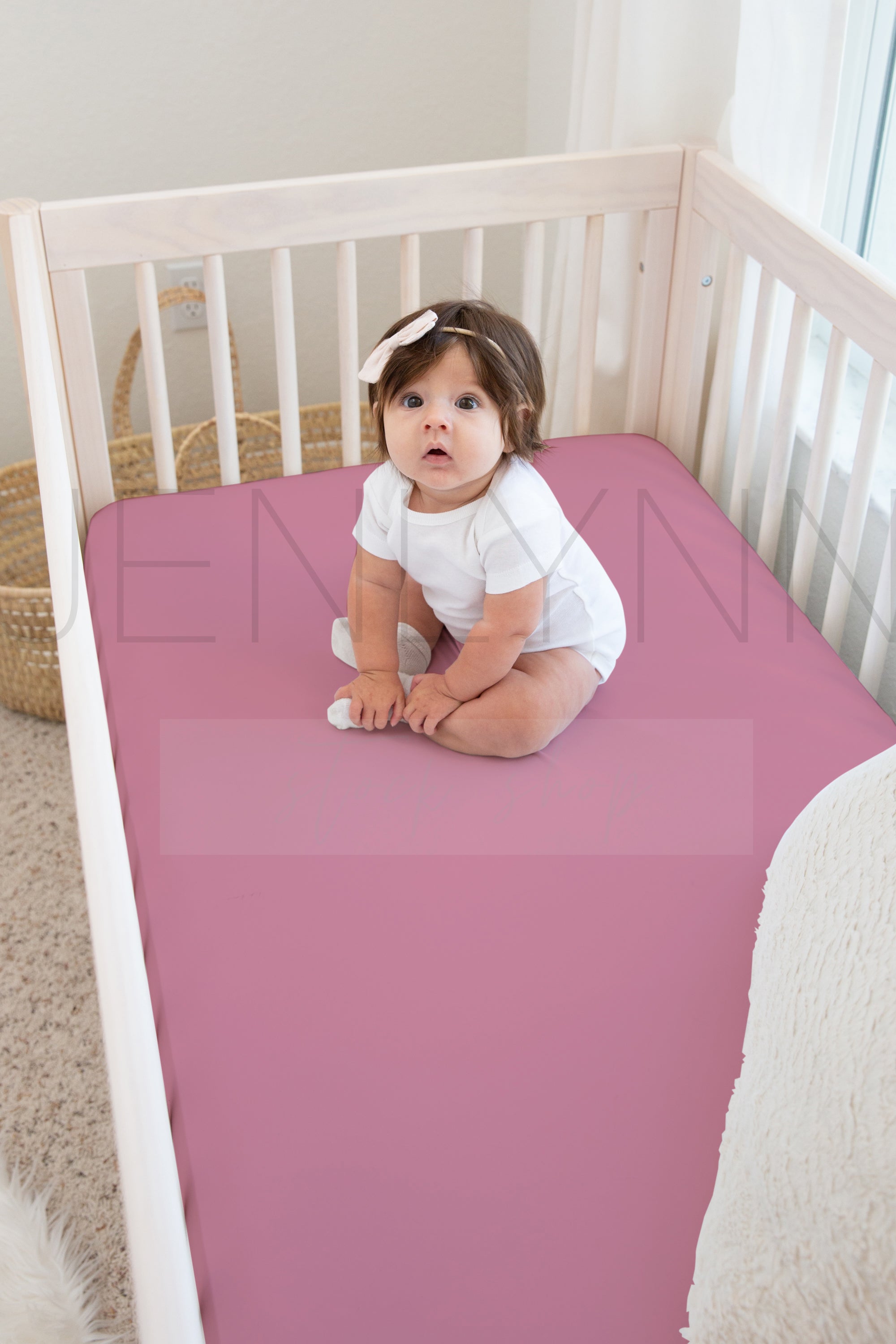 Baby Girl Charlee + Crib Sheet Mockup #02