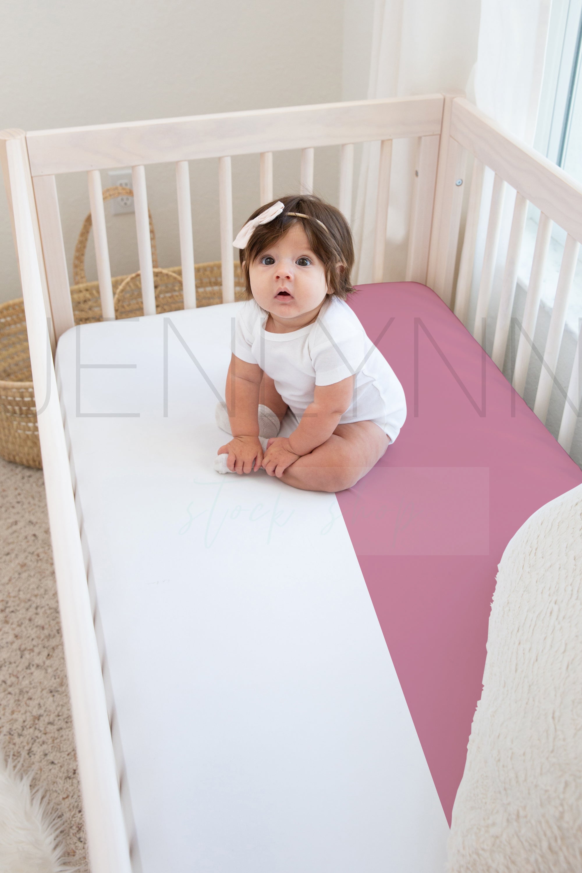 Baby Girl Charlee + Crib Sheet Mockup #02