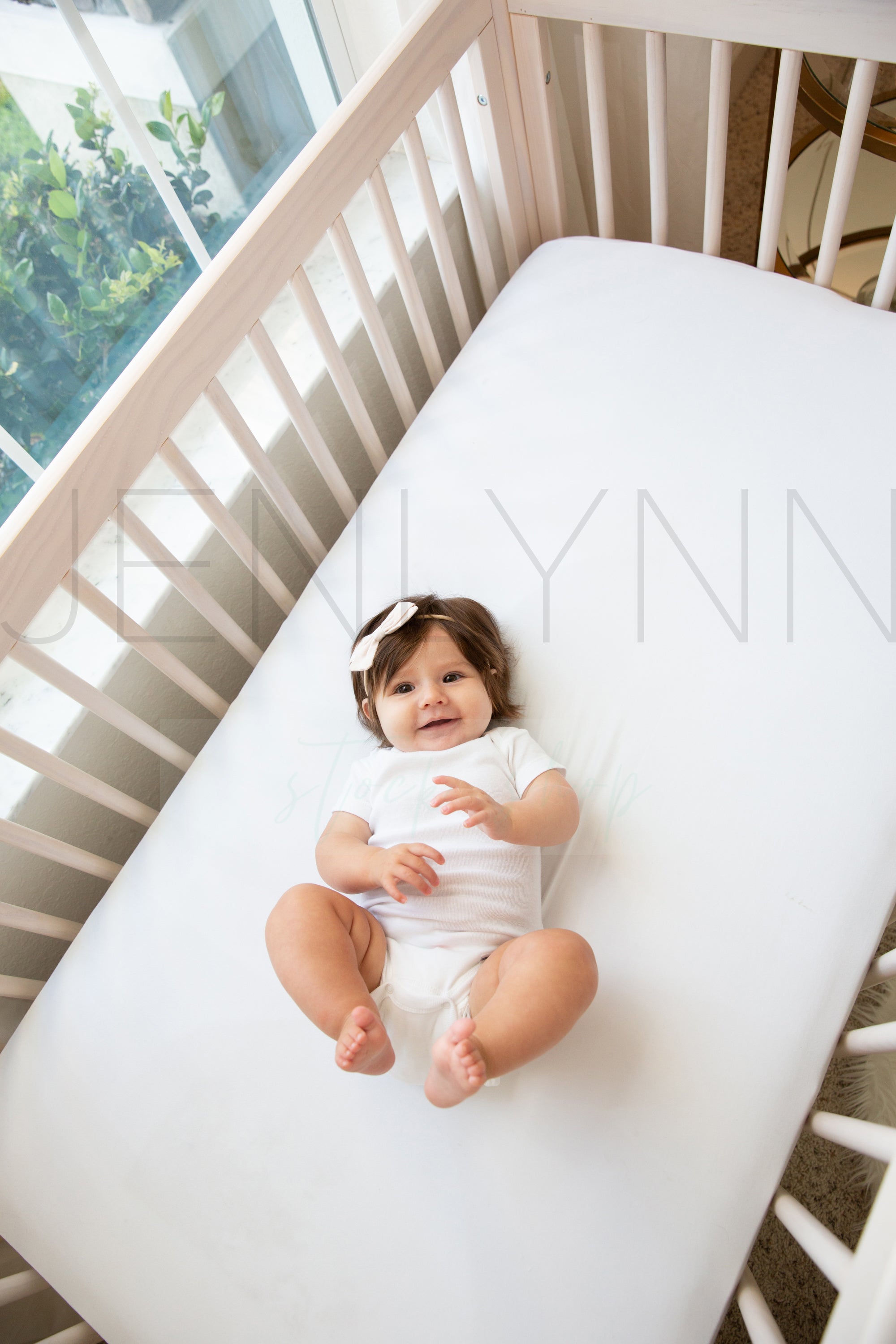 Baby Girl + Crib Sheet Mockup #10