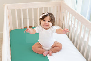 Baby Girl Bodysuit + Crib Sheet Mockup #18