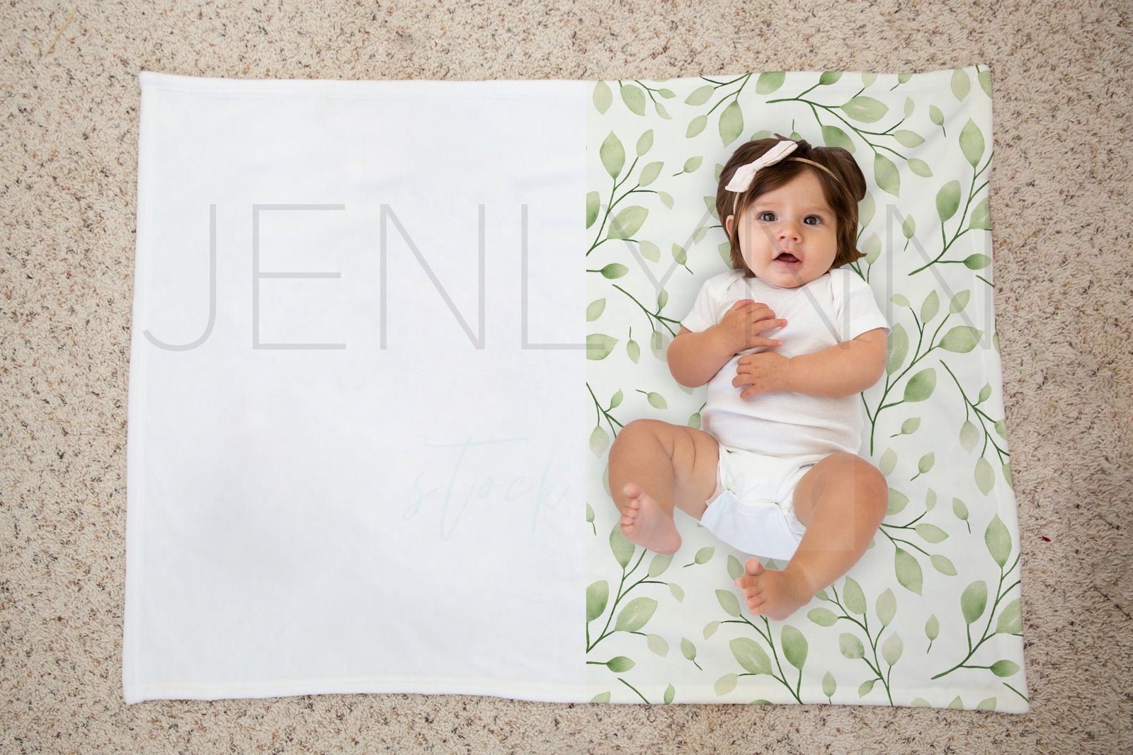 30x40 Baby Milestone Minky Blanket Mockup with Moveable Baby Girl #28