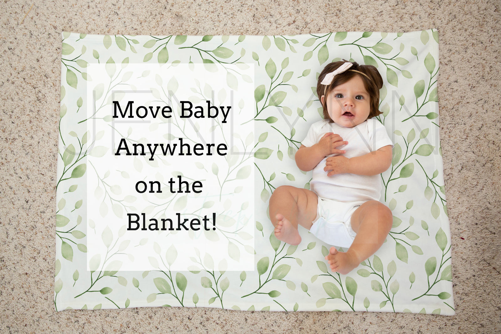 30x40 Baby Milestone Minky Blanket Mockup with Moveable Baby Girl #28